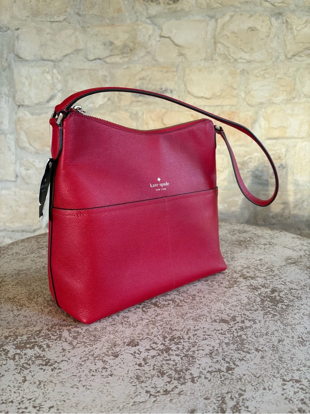 kate spade Red Pebbled Leather Shoulder Bag